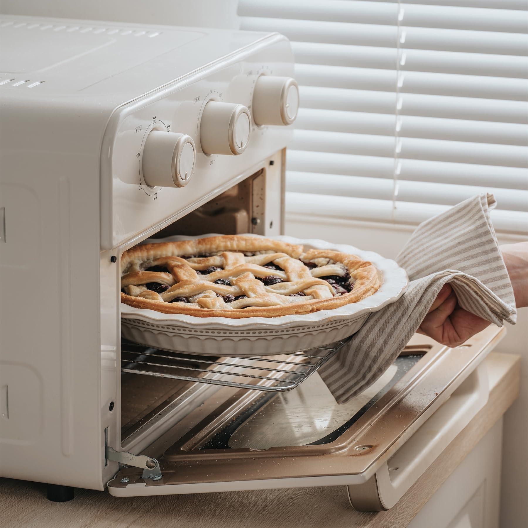 MIKIGEY Ceramic Pie Pan for Baking, 9 inch Pie Pans Set of 2, Round Pie Dish for Dessert Kitchen, Farmhouse Vintage Color Pie Plate, Oven & Dishwasher Safe, Off-White - CookCave