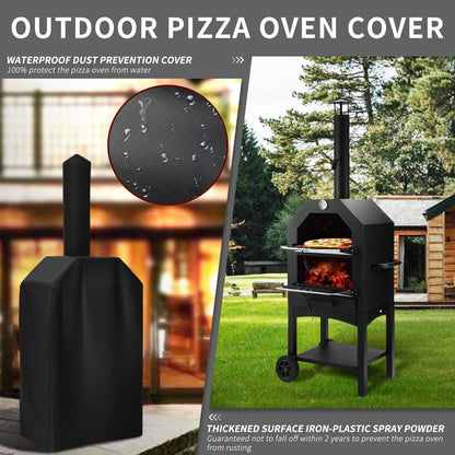 Outdoor Pizza Oven Wood Fire Wood Fired Pizza Oven for Outside with Waterproof Cover, 12" Pizza Stone, Pizza Spatula and 4pcs Grill Rack by DNKMOR - CookCave