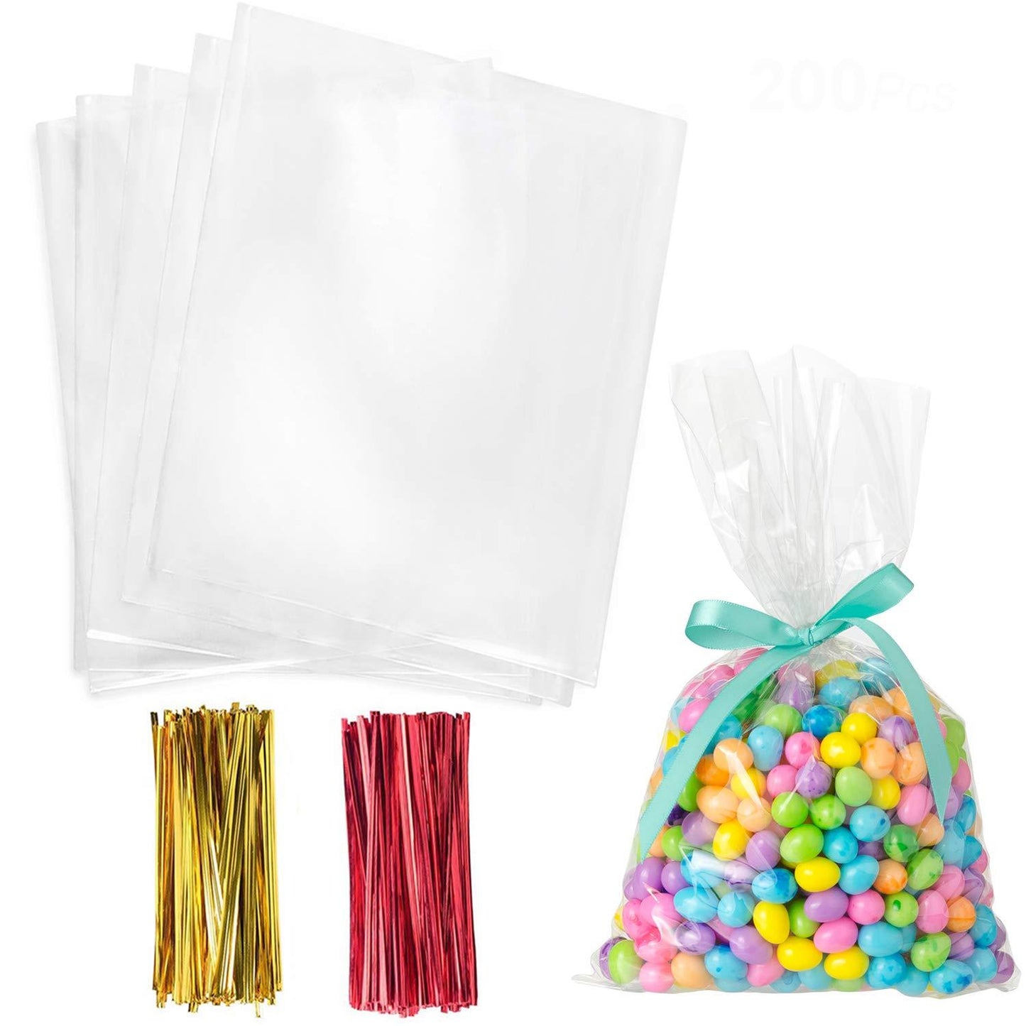 Cellophane Treat Bags,6x9 Inches Clear Cellophane Bags 200 Pcs OPP Plastic Treat Bags with 200 Twist Ties for Gift Wrapping,Packaging Candies,Dessert,Bakery, Cookies, Chocolate,Party Favors - CookCave