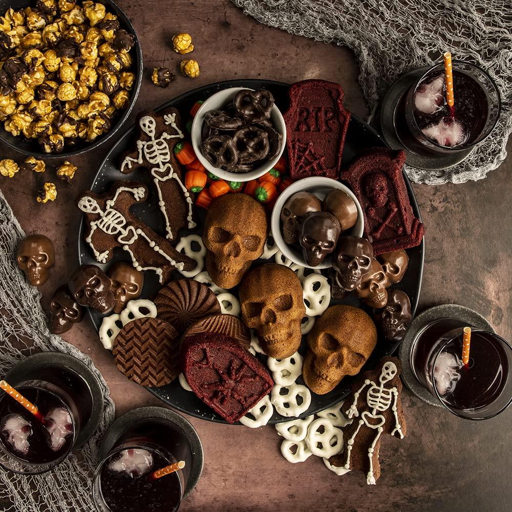 Nordic Ware Halloween Bakeware, Haunted Skull Cakelet Pan, Bronze - CookCave