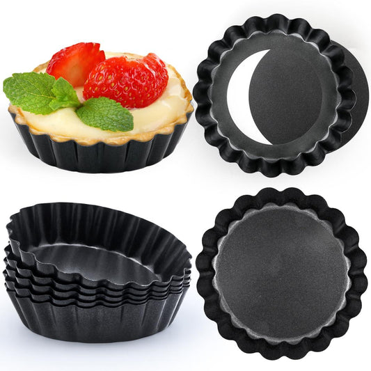Dwlire 4 Inch Tart Pan Set of 8, Mini Tart Pans with Loose Bottom Nonstick Round Mini Quiche Pie Pan Reusable Carbon Steel Small Tartlet Tins for Pies,tart, Cakes, Dessert Baking - CookCave