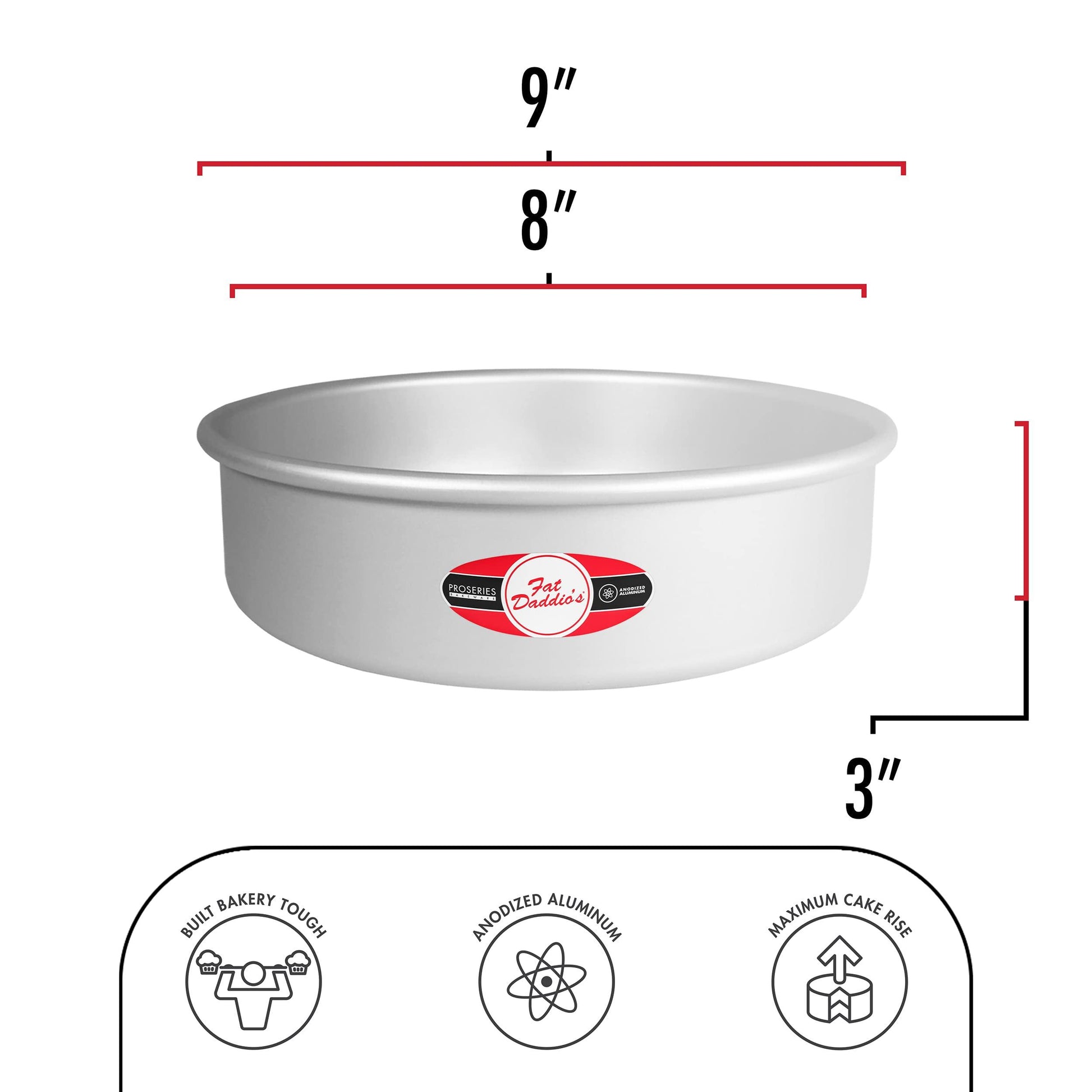 Fat Daddio's Anodized Aluminum Round Cake Pans, 2 Piece Set, 8 x 3 Inch - CookCave