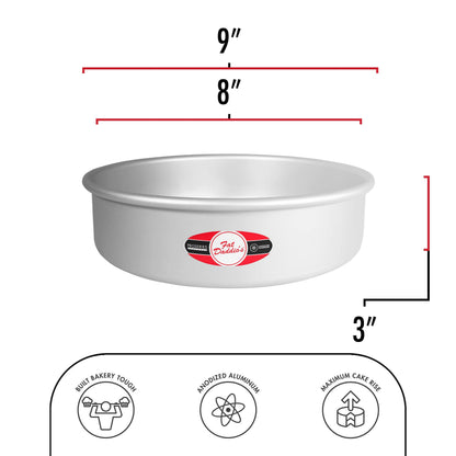 Fat Daddio's Anodized Aluminum Round Cake Pans, 2 Piece Set, 8 x 3 Inch - CookCave