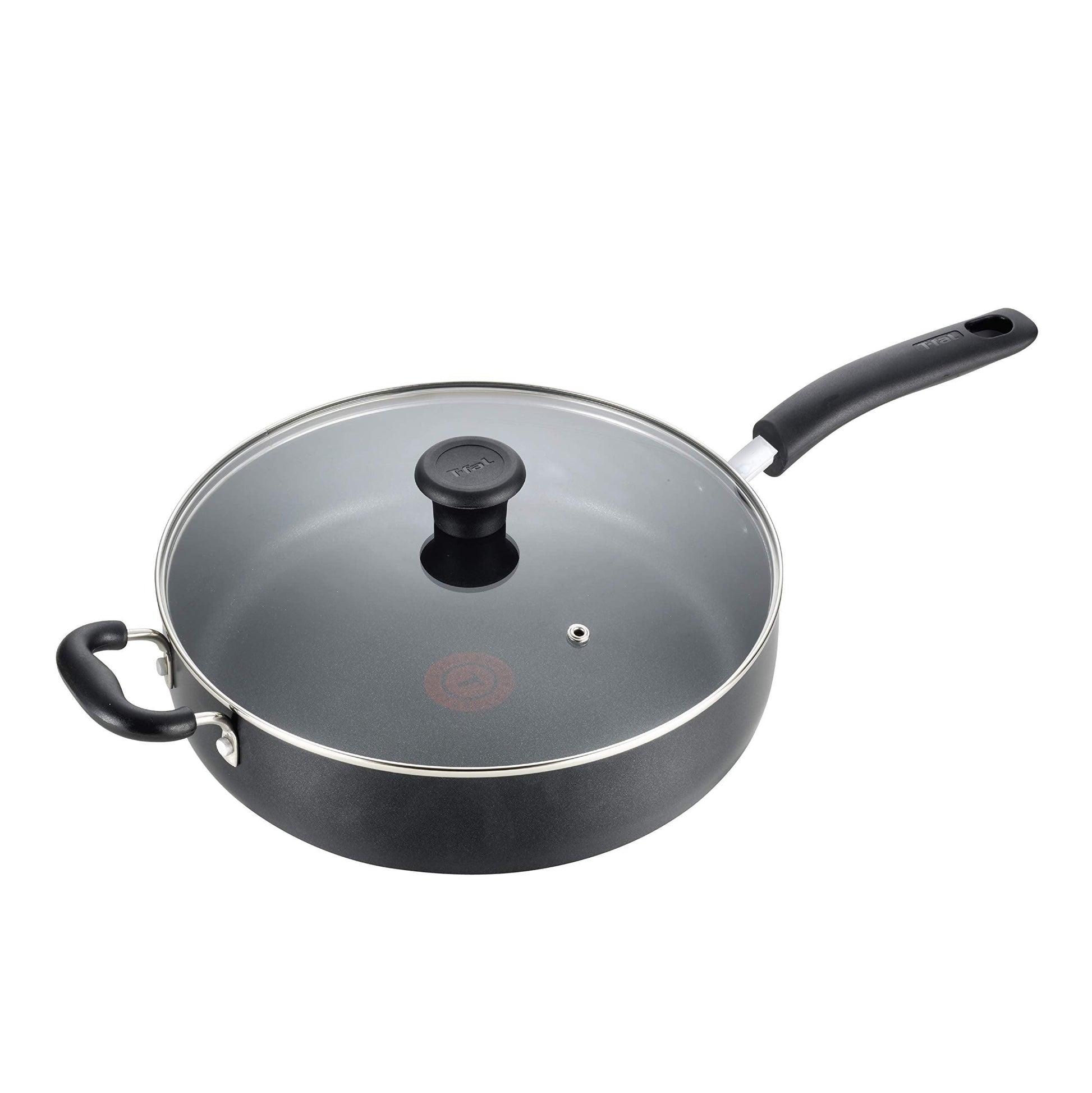 T-fal Specialty Nonstick Saute Pan with Glass Lid 5 Quart Oven Safe 350F Cookware, Pots and Pans, Dishwasher Safe Black - CookCave