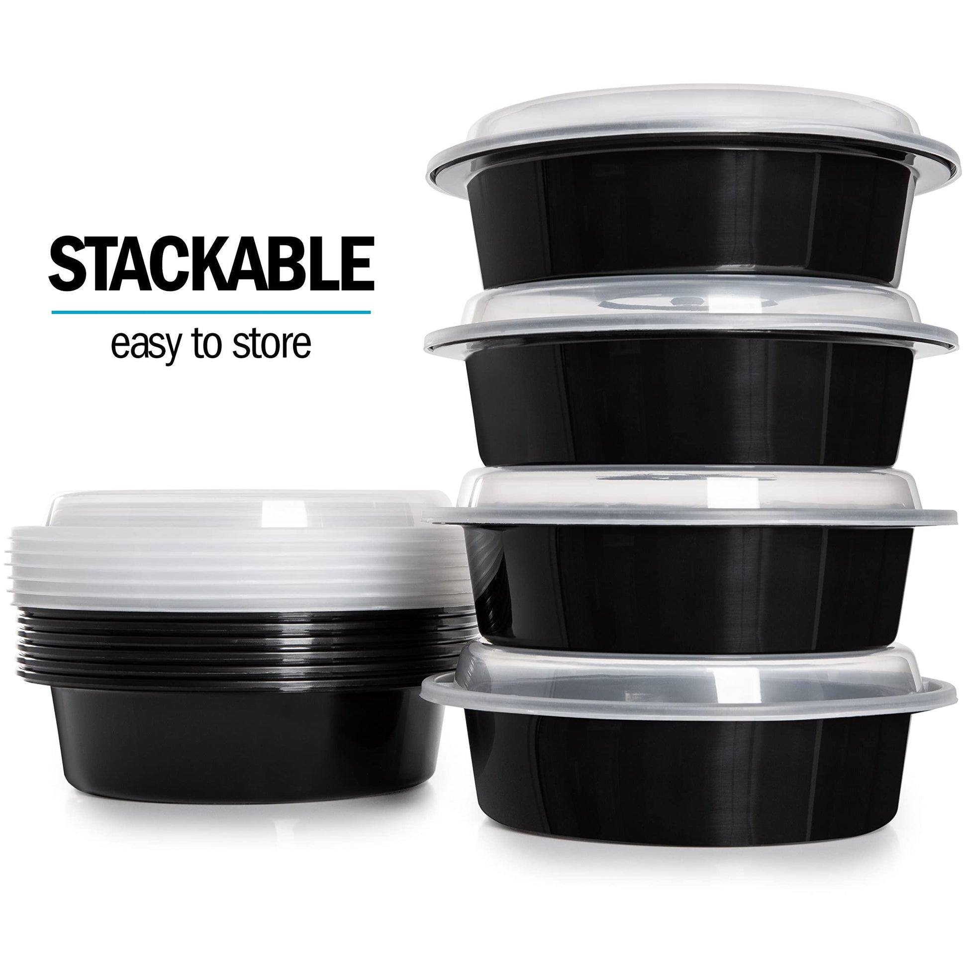 Igluu Meal Prep Round Plastic Containers - New Improved Lid - Reusable BPA Free Food Containers with Airtight Lids - Microwavable, Freezer and Dishwasher Safe - Stackable Salad Bowls - [10 Pack, 28oz] - CookCave