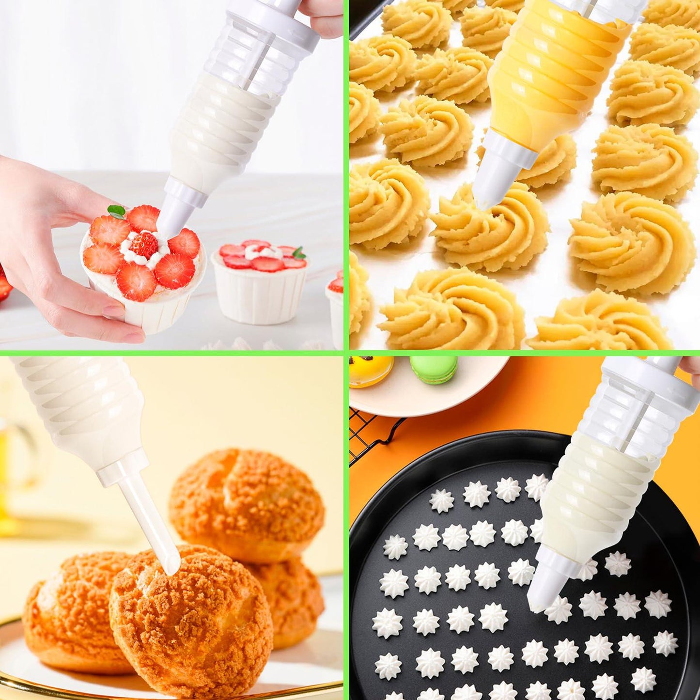 Suuker Cake Decorating Gun, Cupcake Icing Piping Kit, Cake Decorating Kit with 8 Piping Tips, Cupcake Injector/Decorating Icing Set, White - CookCave