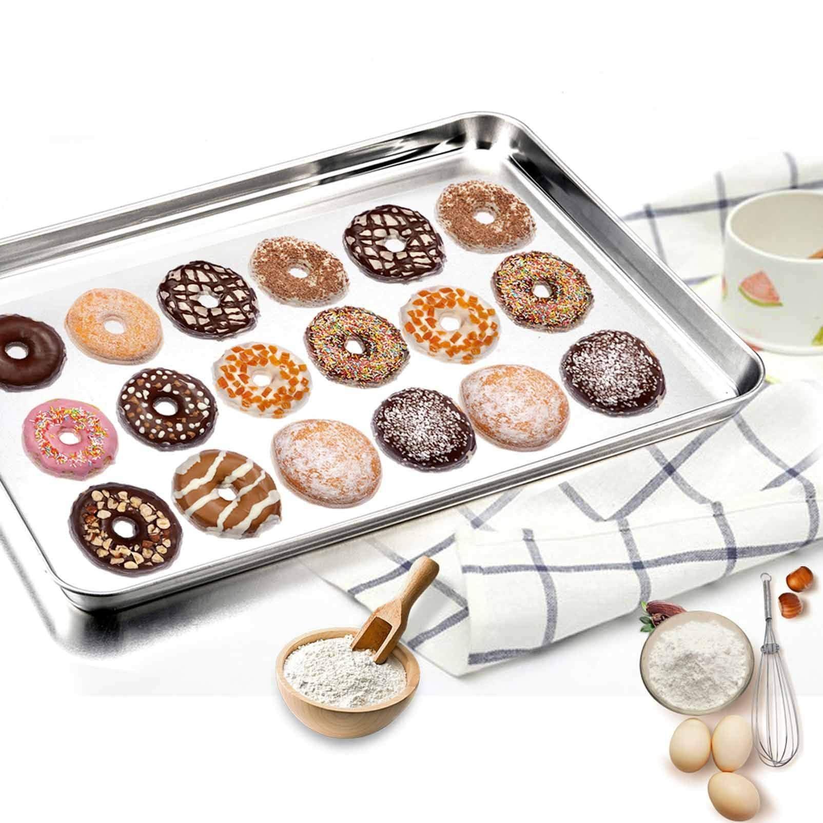 TeamFar Baking Sheet Set of 2, Baking Pans Tray Cookie Sheet Stainless Steel, Non Toxic & Healthy, Mirror Finish & Rust Free, Easy Clean & Dishwasher Safe - CookCave