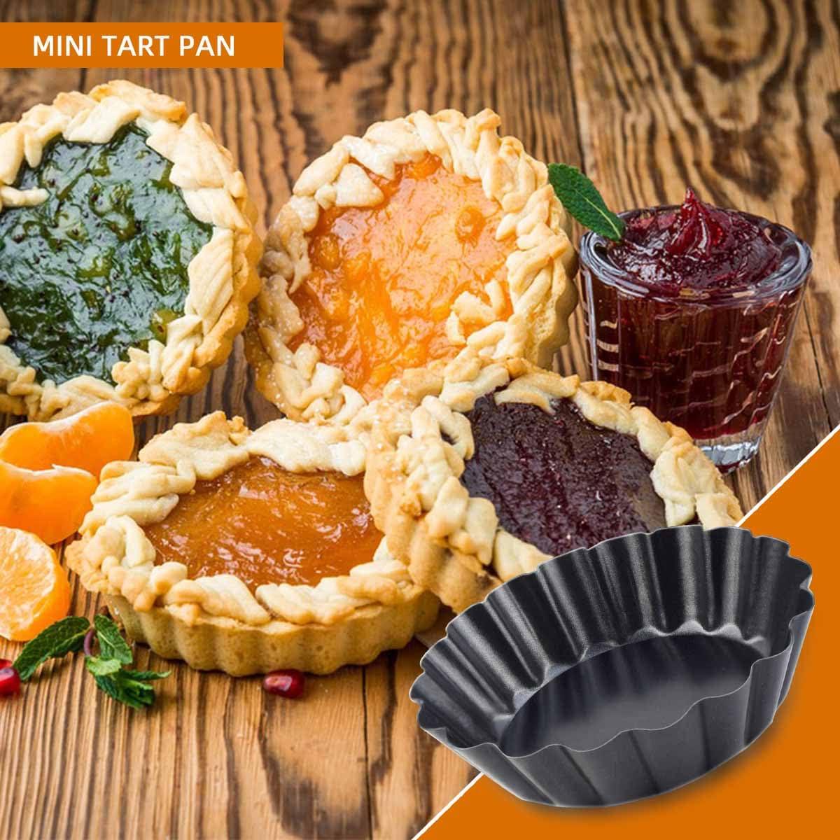 4 Pack Tart Pans Tortilla Pan Set Mini Tart Molds Carbon Steel Taco Shell for Baking 3 Inch Taco Salad Bowl Maker with Removable Bottom NonStick Tortilla Bowl Fluted Side for Quiche Cakes Pies (Black) - CookCave