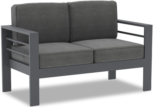 Vakollia Modern Aluminum Outdoor Patio Loveseat 2 seat Sofa with Olefin Cushions - CookCave