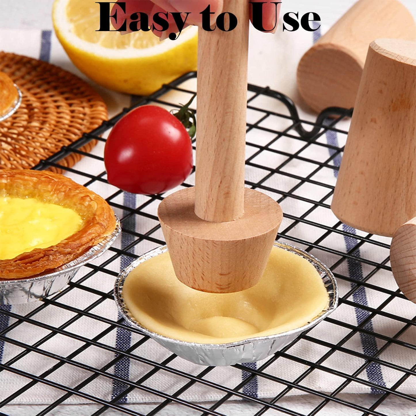 Dupiulk Wooden Tart Tamper Set, Double Side Pie Pastry Dough Tamper, Egg Tart Pan Mold DIY Cake Pastry Baking Tool for Mini Egg Tart, Cheesecakes, Pasta and Dessert Baking (3 Pieces) - CookCave