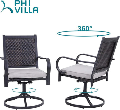 PHI VILLA 7 Pieces Wicker Furniture Dining Set Patio Expandable Dining Table Set of 7 Rattan Swivel Dining Chairs with Cushion for Outdoor Bistro(7 Pieces) - CookCave