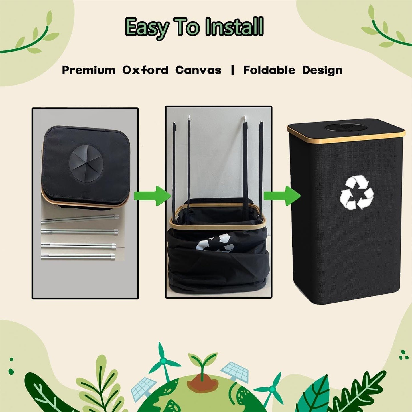 Pakusane Recycling Bin for Kitchen Indoor Home, Large 26 Gallon 100L Recycle Bin with Lid Removeable Reusable Inner Bag Bottle Can Glass Waste Plastice Stickers,Black - CookCave