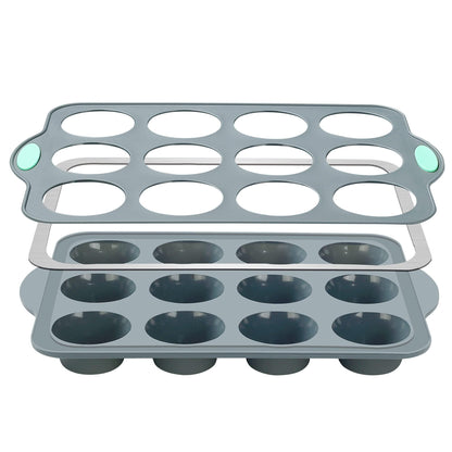 To encounter Silicone Muffin Pan, 2 Pack 12-Cup, Nonstick Baking Cups, BPA Free Cupcake Pan with Metal Reinforced Frame More Strength - CookCave