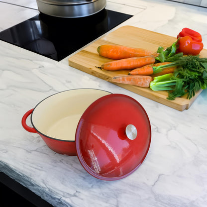 Vivicreate 9.6 QT enamel cast iron dutch oven, red gradient color,cast iron pot (9.6 QT) - CookCave