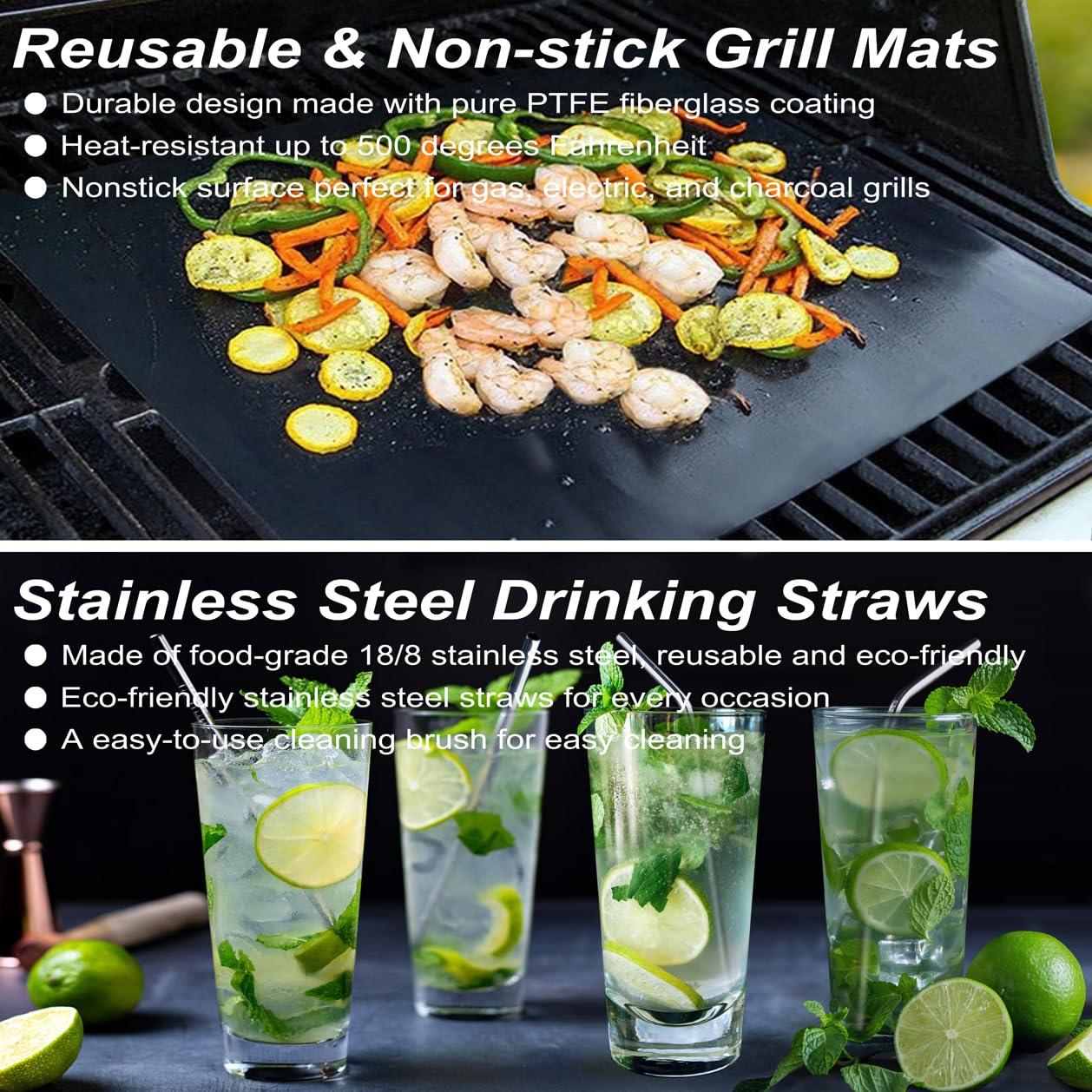 POLIGO 26PCS Heavy Duty BBQ Grill Accessories Set, Non-Slip Grill Tools for Outdoor Grill Set Thicker Stainless Steel Grill Utensils Set, Durable Grilling Tools Set Christmas Birthday Gifts for Men - CookCave