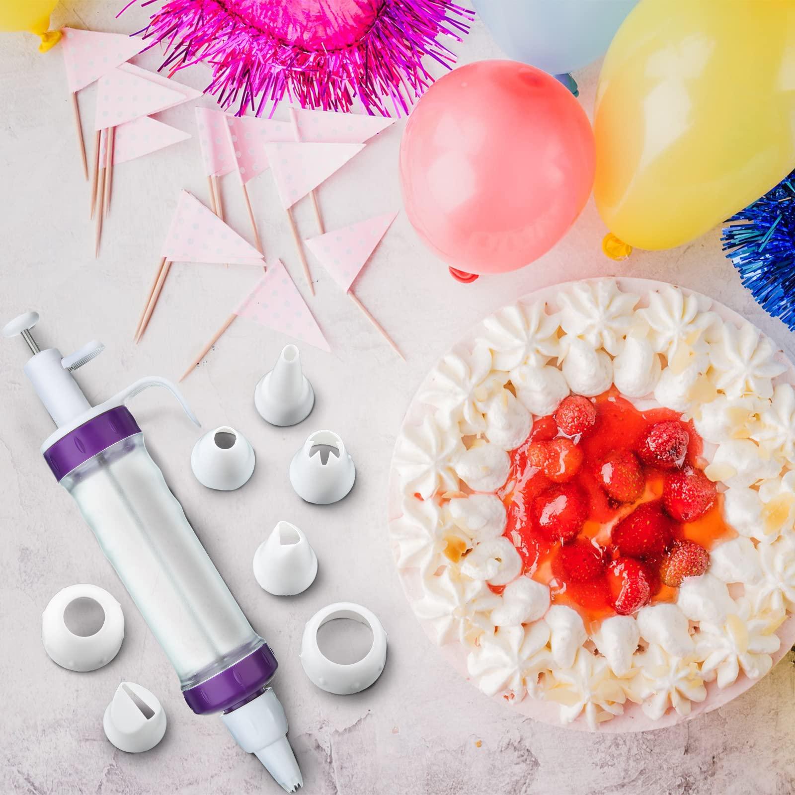 Dessert Decorating Syringe Set, Cupcake Frosting Filling Injector with 7 Plastic Icing Nozzles and 3 Cream Scrapers Dessert Cream Piping Syringe Nozzles Kits for Cake - CookCave