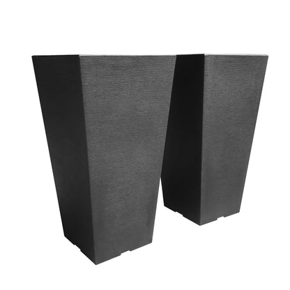 Kante 22 Inch Tall Planter Set of 2, Large Taper Planter for Outdoor Indoor Garden Patio Front Door (Black) - CookCave