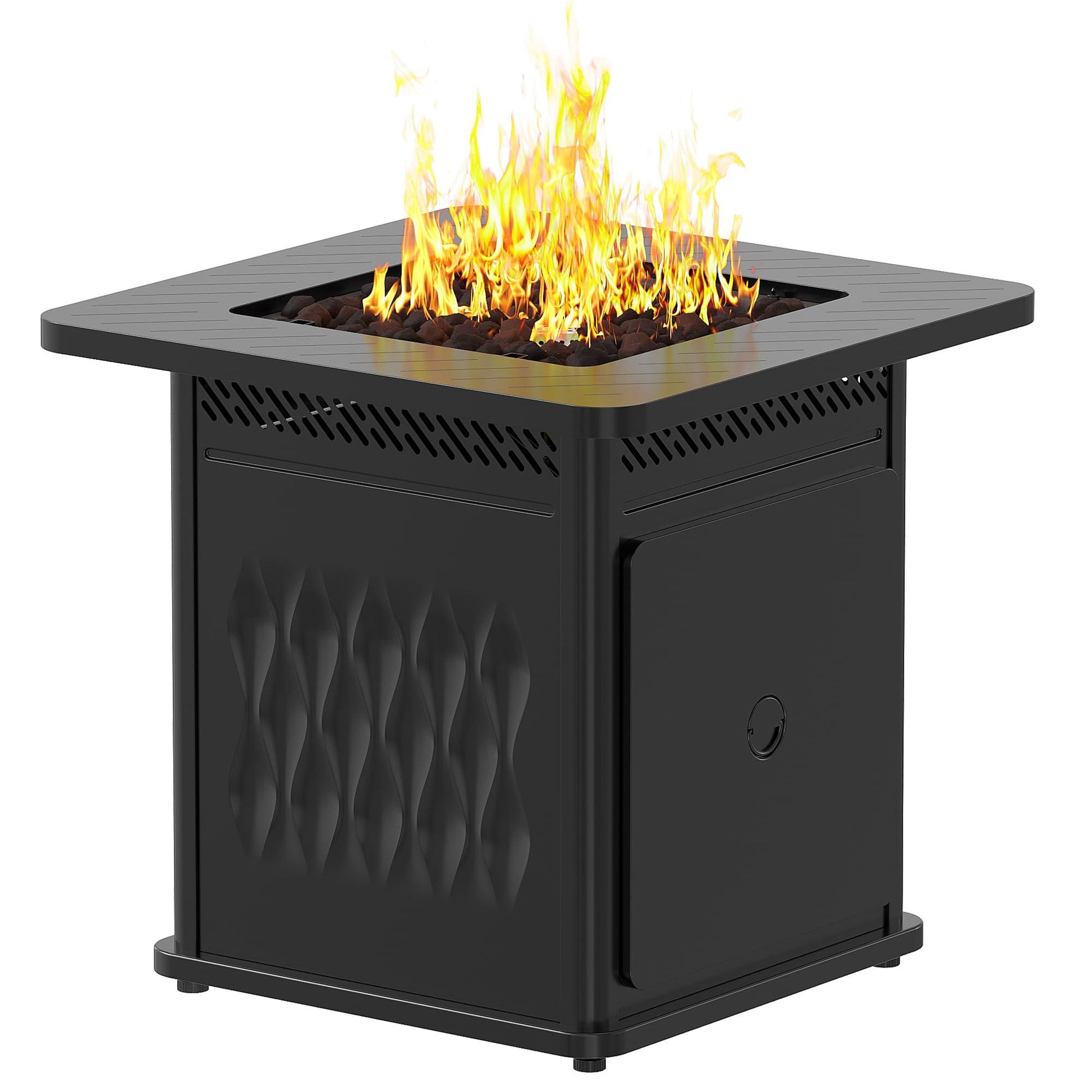 EAST OAK 28'' Propane Fire Pit Table, 50,000 BTU Steel Gas FirePit for Outdoor, Outside Patio Deck and Garden, CSA Certified Fire Table with Magnetic Lid, Cover-Storage Basket and Lava Rock , Black - CookCave