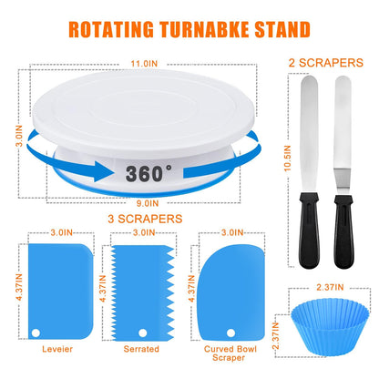 Cake Decorating Supplies, 507 PCS Cake Decorating Kit 3 Packs Springform Cake Pans, Cake Rotating Turntable, 48 Piping Icing Tips, 7 Russian Nozzles, Chocolate Mold Baking, Mother's Day Gift Ideas - CookCave