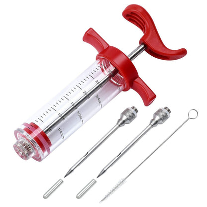 Meat Injector, Plastic Marinade Turkey Injector with 1-oz Capacity 2pcs stainless steel needles by DIMESHY - CookCave