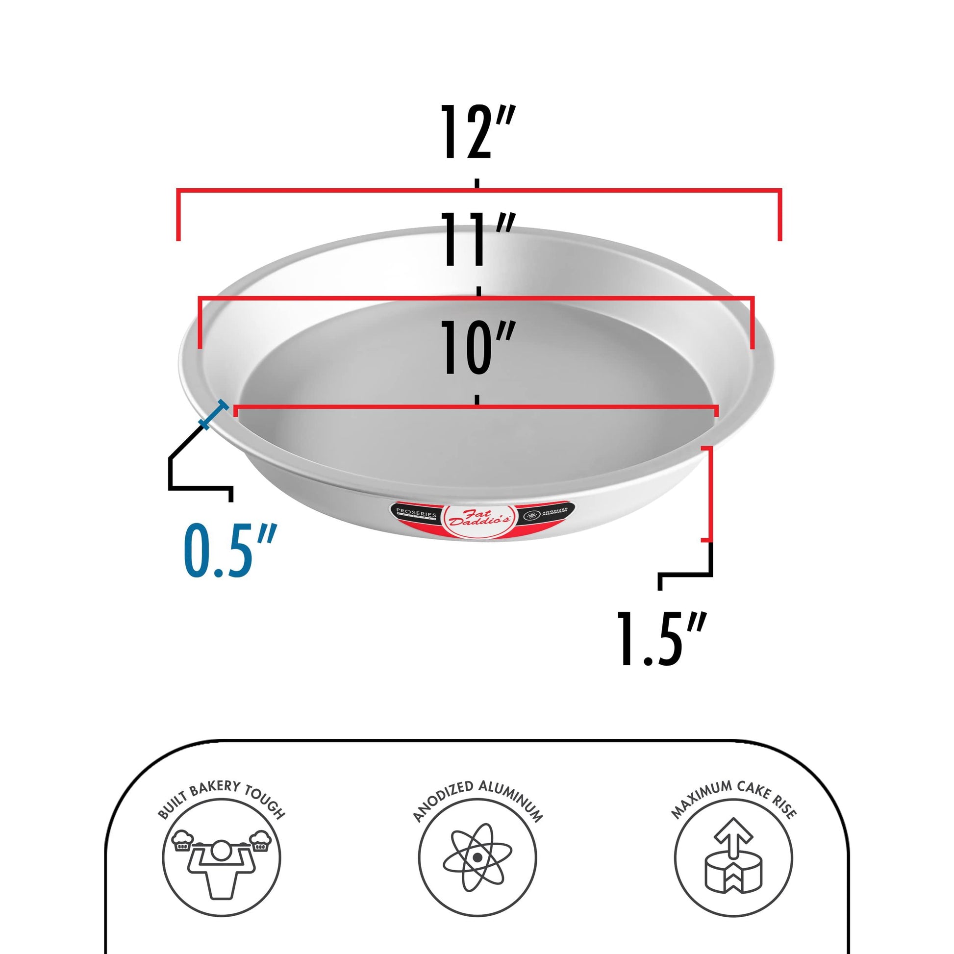 Fat Daddio's PIE-12 Anodized Aluminum Pie Pan, 12 x 1.5 Inch - CookCave