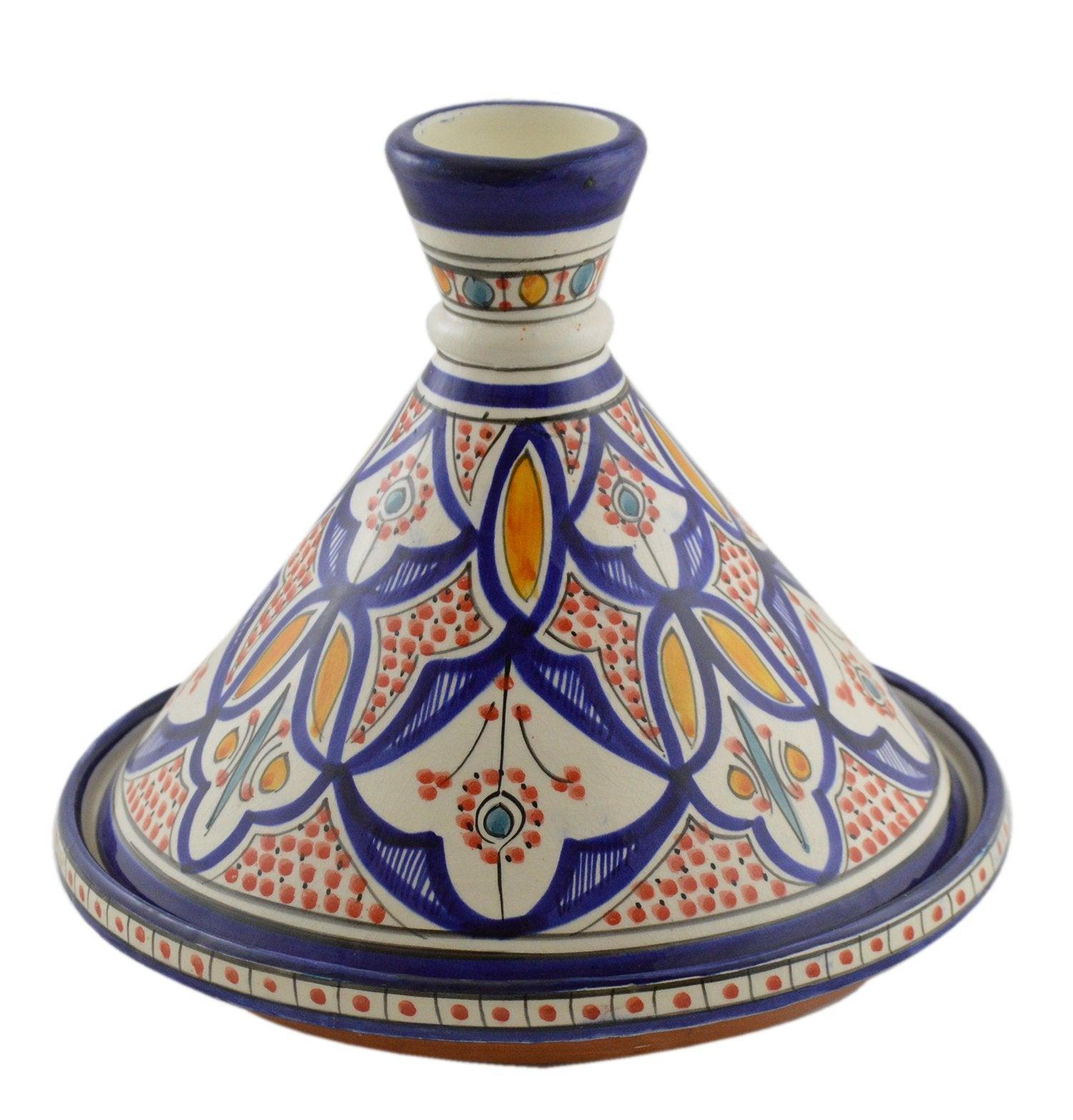 Moroccan Handmade Serving Tagine Exquisite Ceramic With Vivid colors Original 10 Inches in Diameter - CookCave