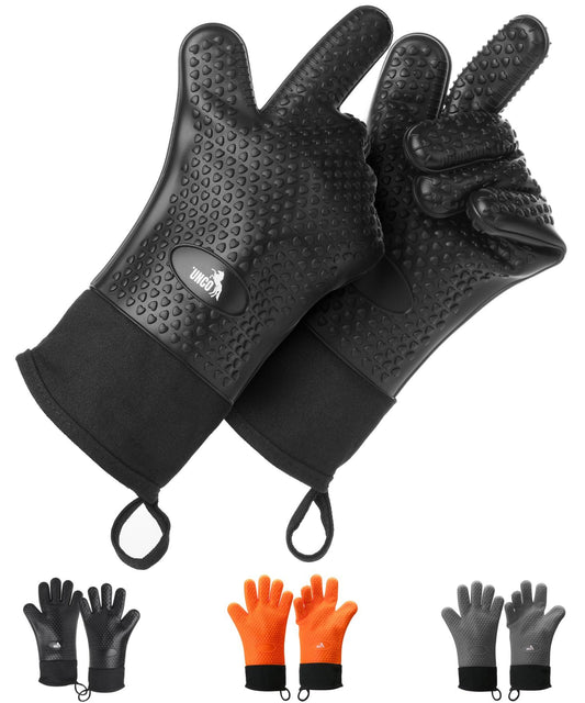 UNCO- Grill Gloves, Silicone Gloves Heat Resistant, Oven Gloves, BBQ Gloves, Meat Gloves, Barbecue Gloves, Grilling Gloves, Meat Gloves for Pulling Meat, Grill Gloves for Outdoor Grill, Grill Mitts - CookCave