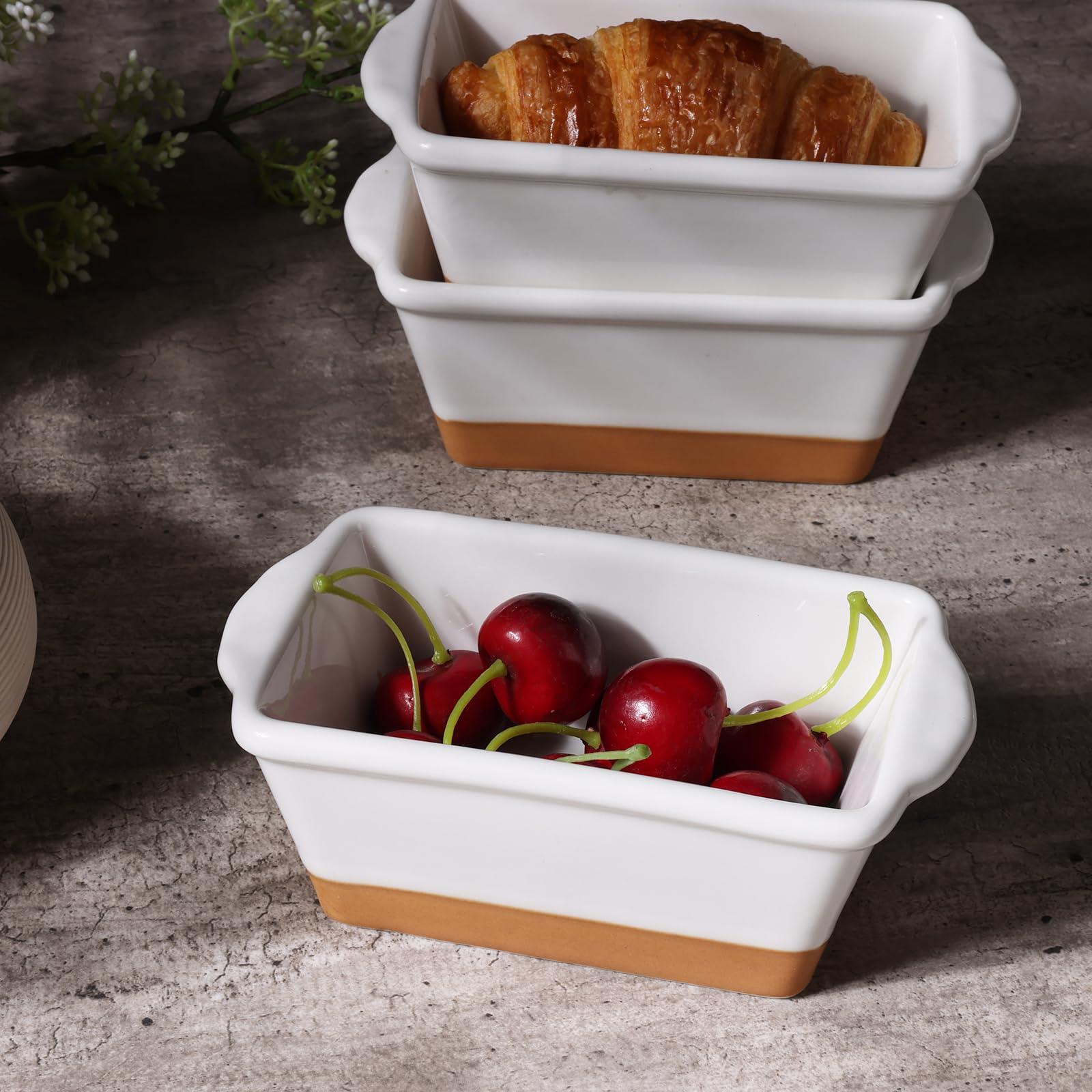 GDCZ Mini Ceramics Loaf Pan Set, Set of 4 Individual Stackable Baking Bread Pan, Multifunctional Loaf Pan for Kitchen Non-Stick, 6.2-Inch - CookCave