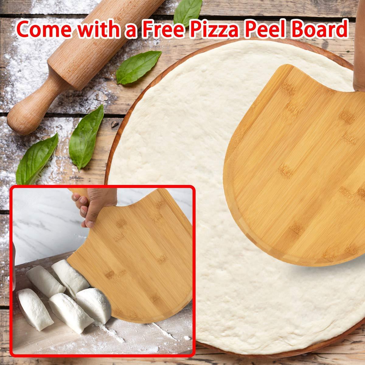 GEEBOBO Pizza Stone for Oven and Grill, Free Wooden Pizza Peel Paddle,Durable and Safe Pizza Stone for Grill,Thermal Shock Resistant Cordierite Cooking Stone,baking stone (12 inch) - CookCave