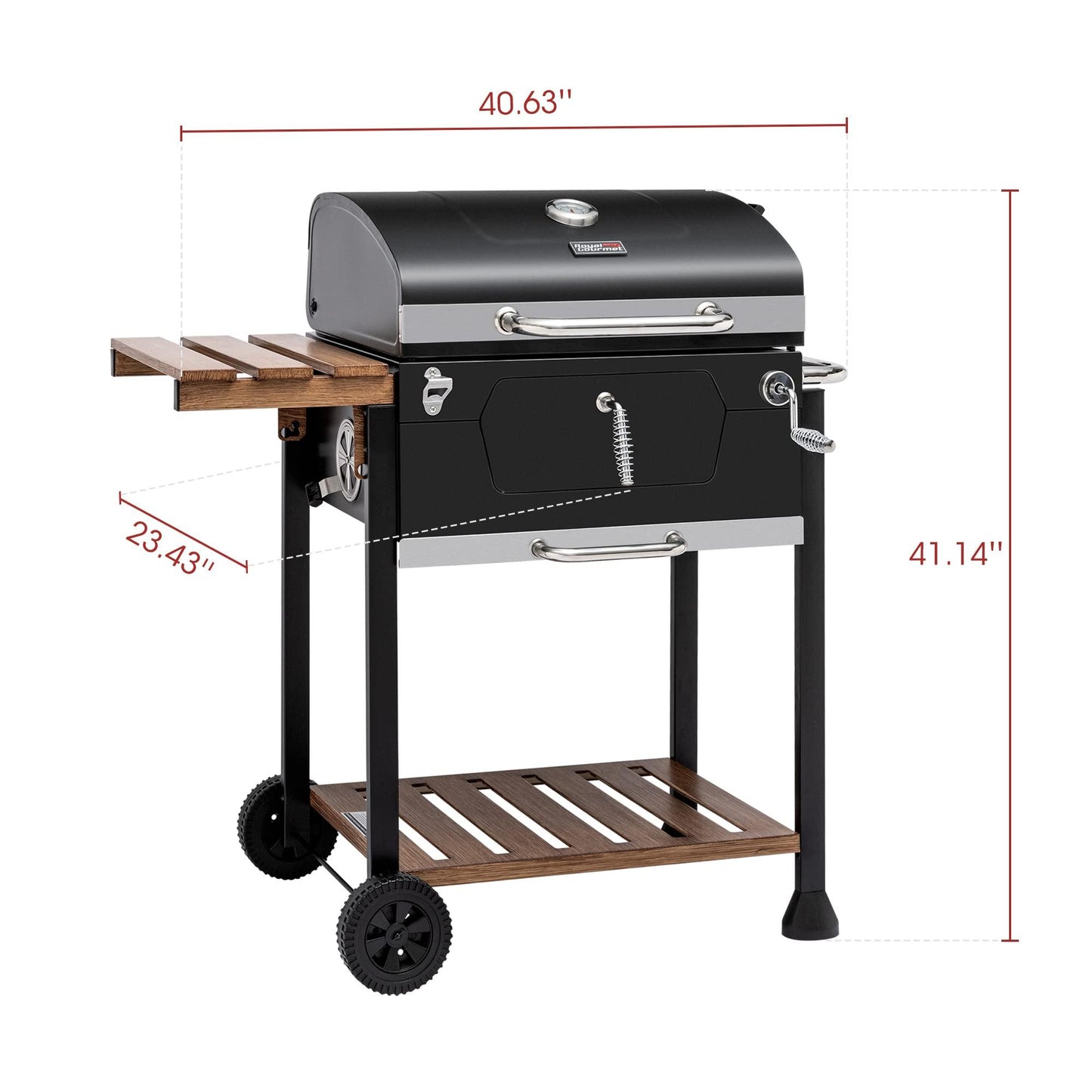 Royal Gourmet CD1824M 24-Inch Charcoal Grill, BBQ Smoker with Handle and Folding Table, Perfect for Outdoor Patio, Garden and Backyard Grilling, Black, Medium - CookCave