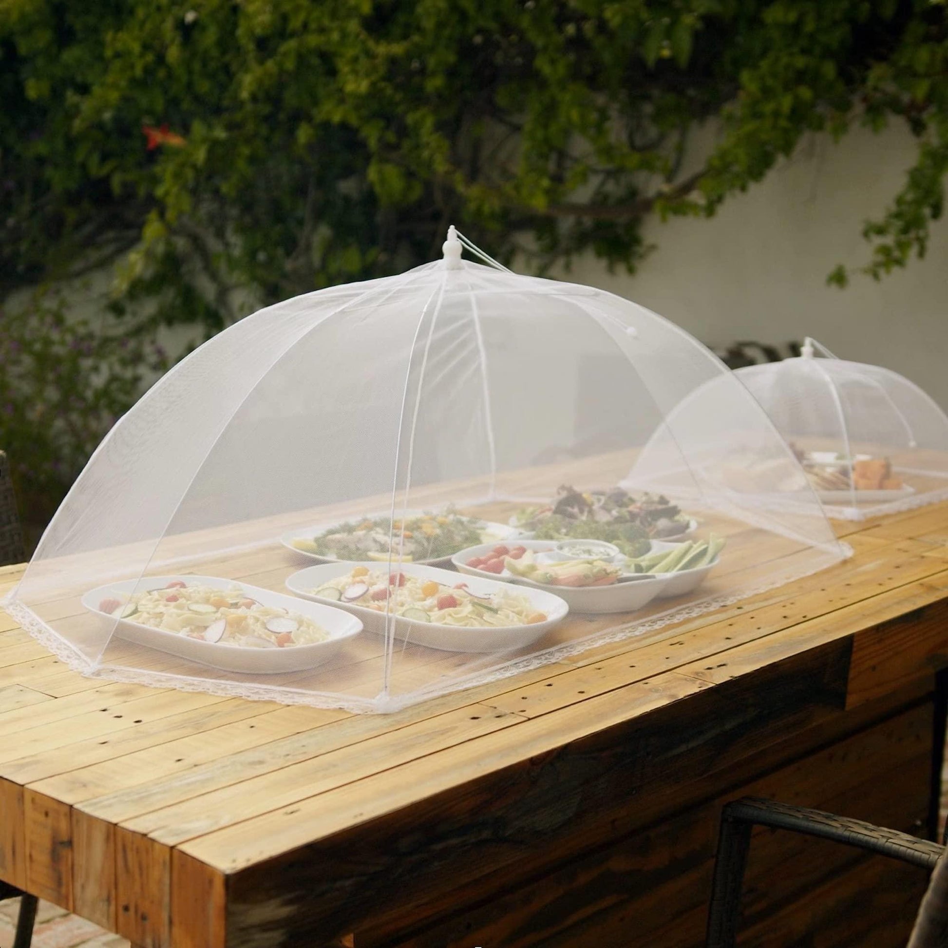Simply Genius (6 pack) Large and Tall 17x17 Pop-Up Mesh Food Covers Tent Umbrella for Outdoors, Screen Tents, Parties Picnics, BBQs, Reusable and Collapsible Food Tents - CookCave