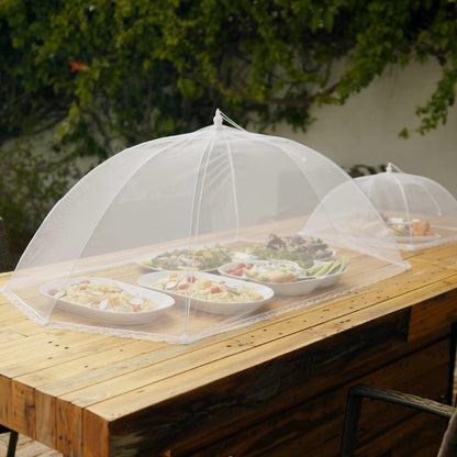 Simply Genius (6 pack) Large and Tall 17x17 Pop-Up Mesh Food Covers Tent Umbrella for Outdoors, Screen Tents, Parties Picnics, BBQs, Reusable and Collapsible Food Tents - CookCave