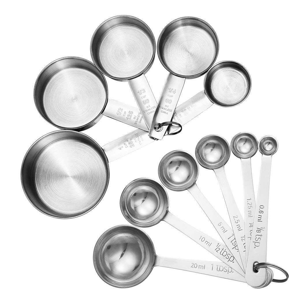 Accmor 11 Piece Stainless Steel Measuring Spoons Cups Set, Premium Stackable Tablespoons Measuring Set for Gift Dry Liquid Ingredients Cooking Baking - CookCave