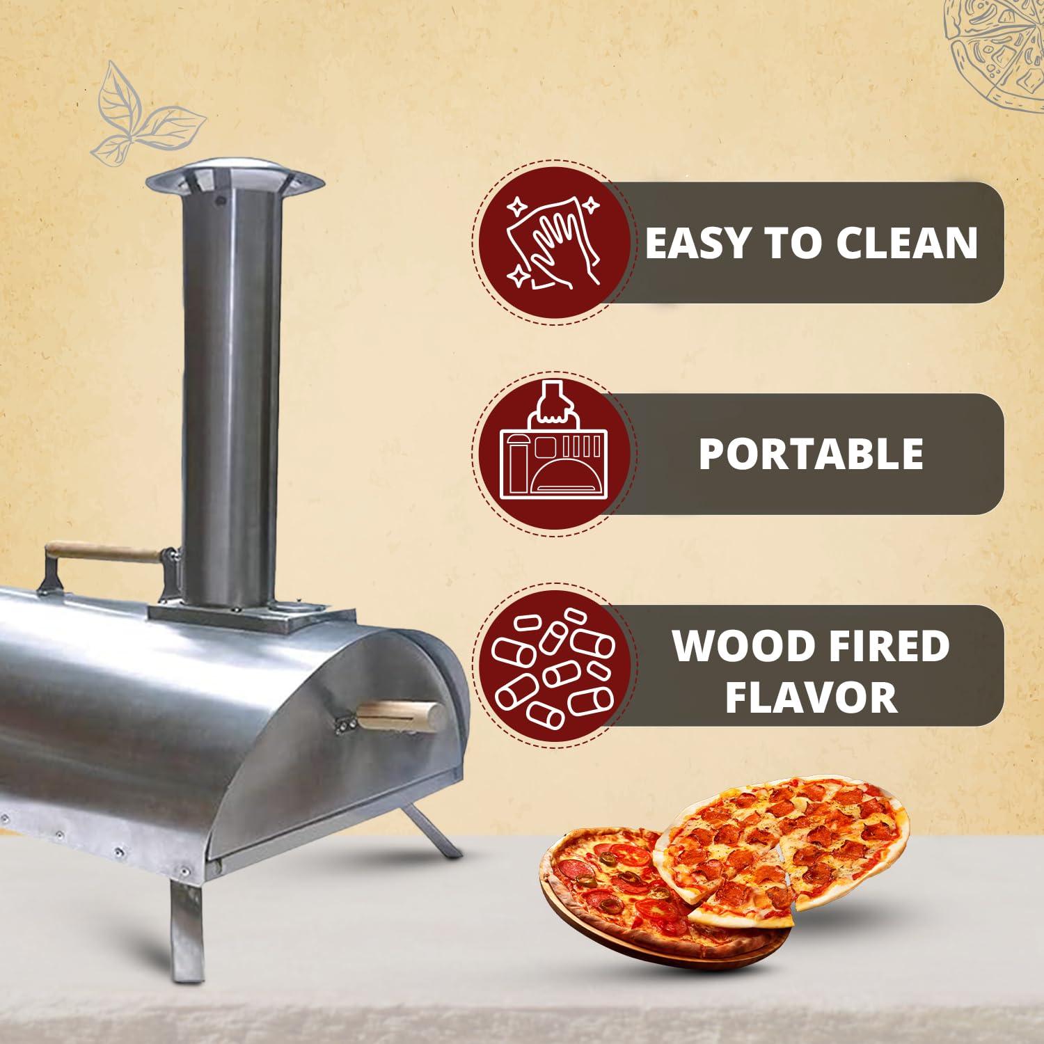 Pellethead PoBoy Wood Fired Pizza Oven, Portable for Outdoor Cooking, Includes Pizza Pack Oven Accessories Kit - CookCave