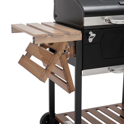 Royal Gourmet CD1824M 24-Inch Charcoal Grill, BBQ Smoker with Handle and Folding Table, Perfect for Outdoor Patio, Garden and Backyard Grilling, Black, Medium - CookCave