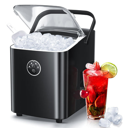 ZAFRO Ice Maker Countertop Ice Machine, 2 Sizes S/L 8 Bullet Ice Ready in 9 Mins, 26.5lbs/24H, Portable Small Ice Maker with Self-Cleaning,Scoop,Basket and Handle,Black for Home/RV/Office/Bar - CookCave