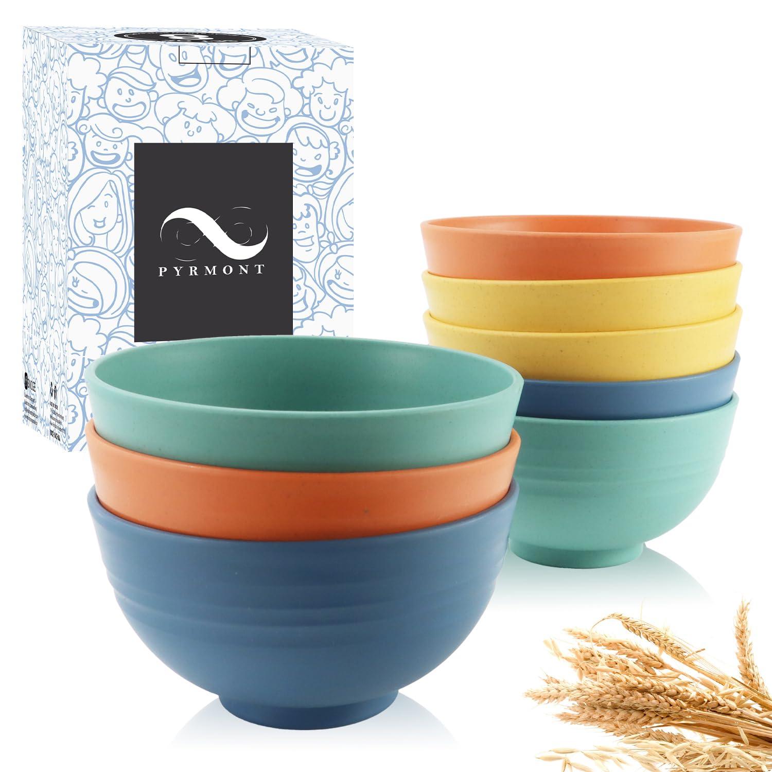 PYRMONT,Wheat Straw Bowls Set of 8,10 OZ Small Bowls,Kids Bowls,Cereal Bowls,Plastic Bowls Reusable,Unbreakable Ice Cream Bowls for Dessert,Snack,BPA-Free,Dishwasher & Microwave Safe Bowls for Kitchen - CookCave