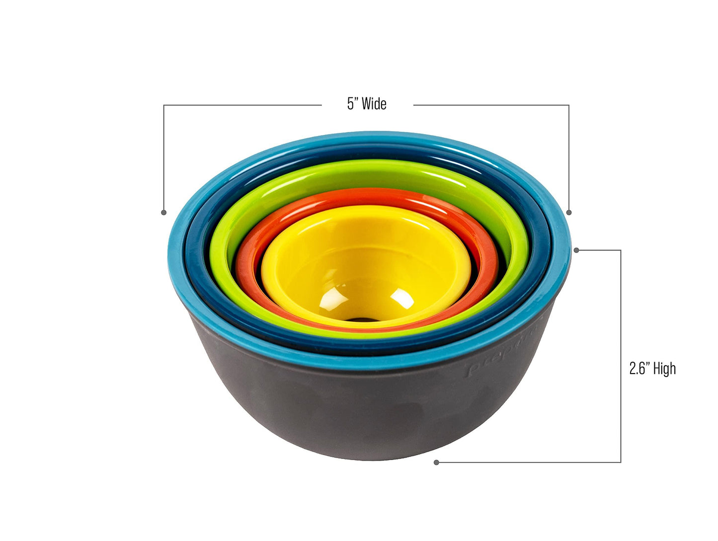 Prepara Two-Tone Melamine Pinch Bowl Set, Set of 5, Multi - CookCave