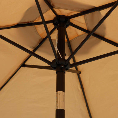 Blissun 7.5 ft Patio Umbrella, Yard Umbrella Push Button Tilt Crank (Tan) - CookCave