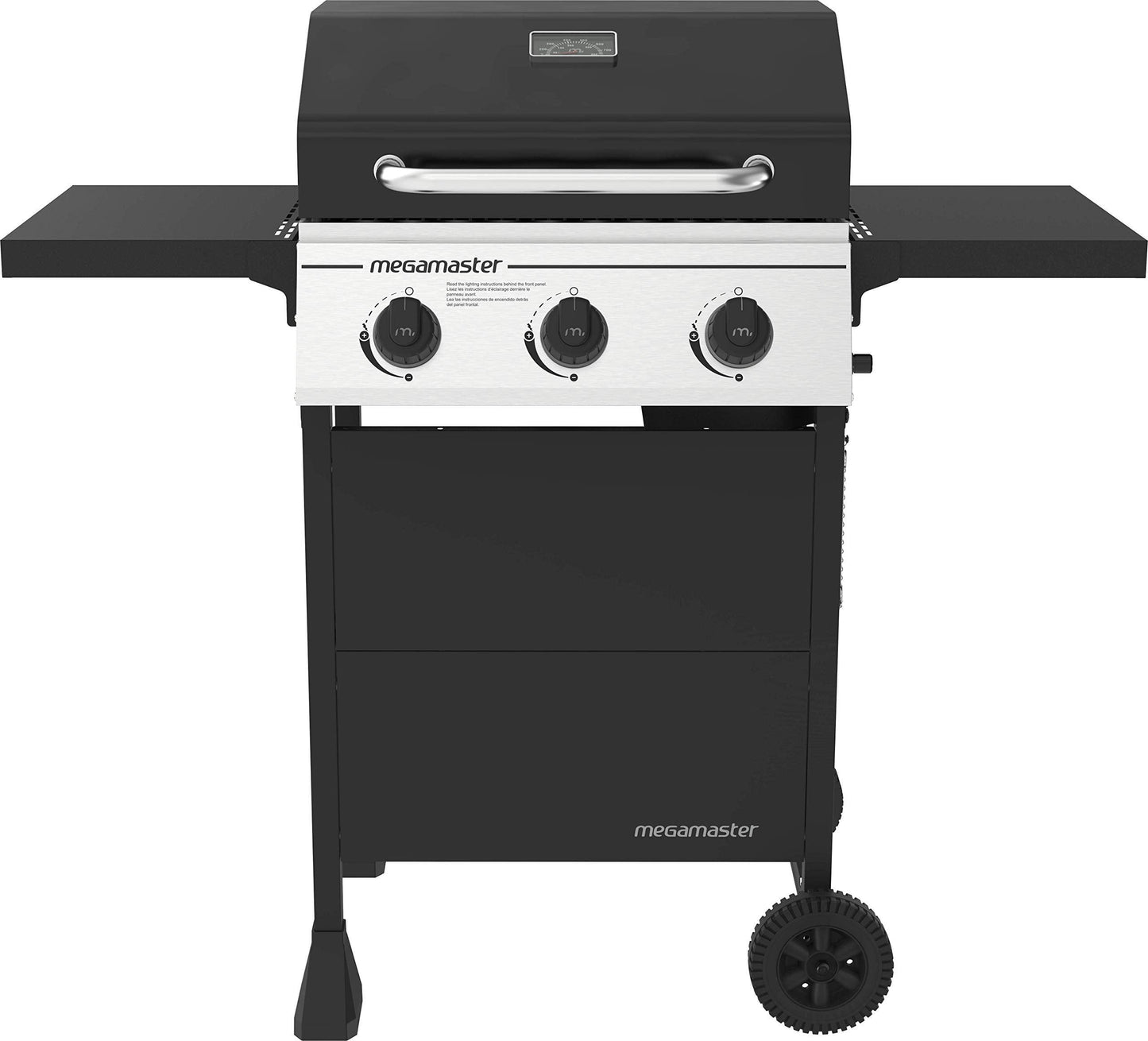 Megamaster 3-Burner Propane Gas Grill with 2 Foldable Side Tables, 30000 BTUs, Perfect for Camping, Outdoor Cooking, Patio and Garden Barbecue Grill, Silver and Black, 720-0988EA… - CookCave