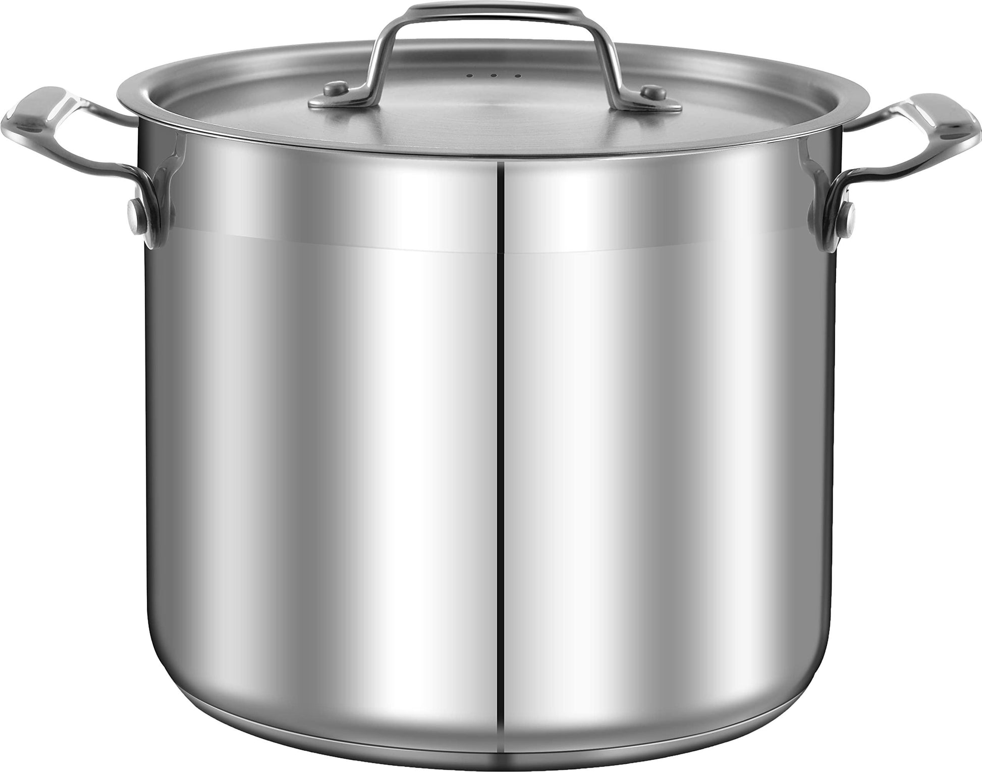 NutriChef Stainless Steel Cookware Stockpot - 14 Quart, Heavy Duty Induction Pot, Soup Pot with Stainless Steel, Lid, Induction, Ceramic, Glass and Halogen Cooktops Compatible - NCSPT14Q - CookCave