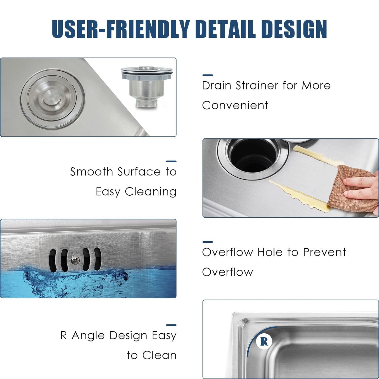 Stainless Steel Utility Sink Single Bowl, Outdoor Garden Sink Freestanding Commercial Restaurant Sink Anti-overflow with Faucet Drain Basket Shelf Towel Bar, for Kitchen, Laundry Room, Garage - CookCave