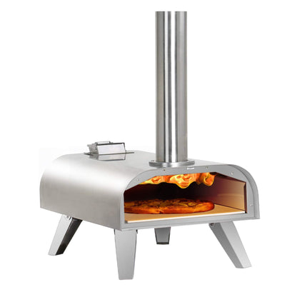 BIG HORN OUTDOORS Pizza Oven Outdoor Wood Pellet Burning, Portable Stainless Steel Pizza Maker for Garden, Outside, Backyard - CookCave