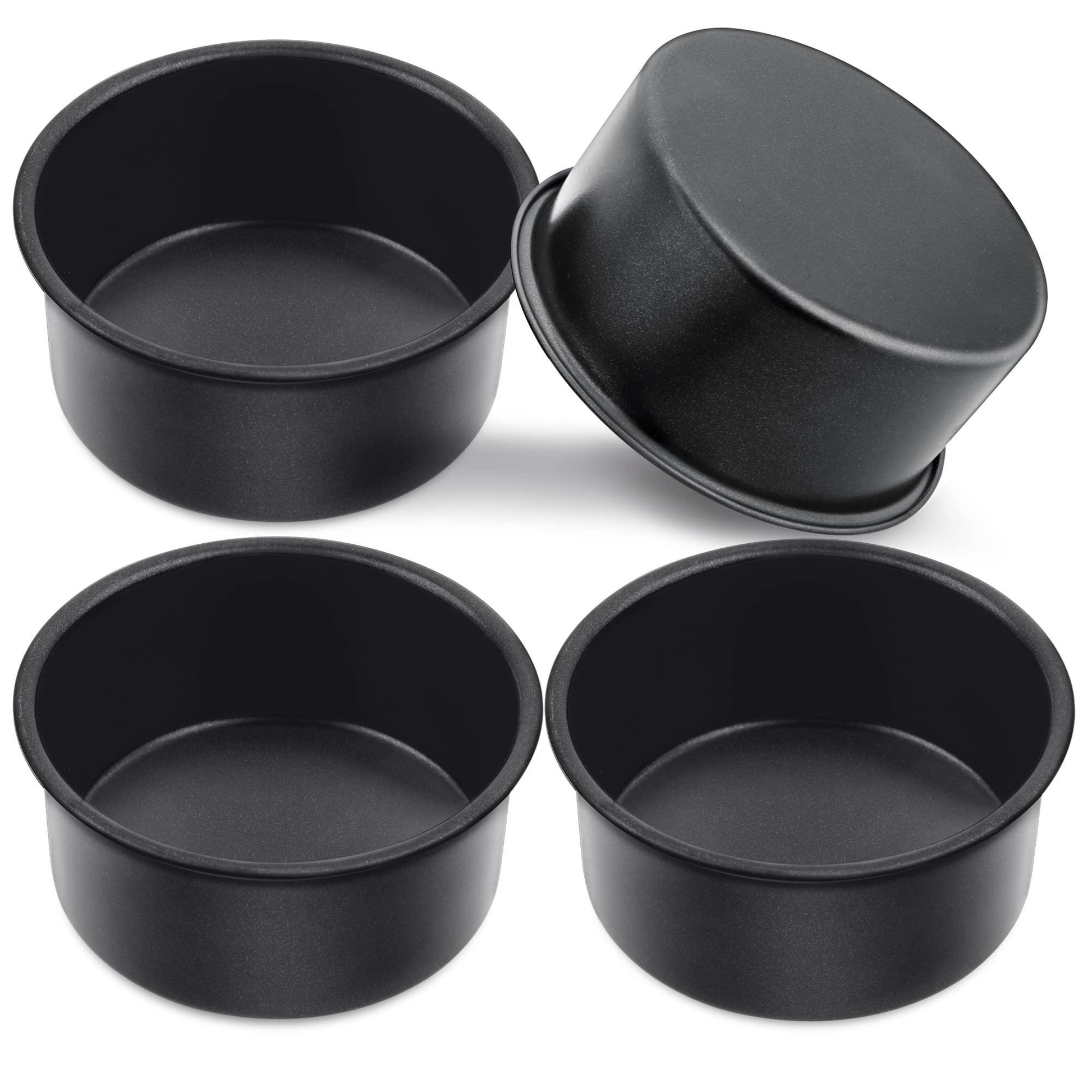 E-far 4 Inch Cake Pan, 4-Piece Nonstick Round Cake Baking Pans for Wedding, Birthday, Layer Cake, Stainless Steel Core & Non-Toxic Coating, 2 Inch Deep - CookCave