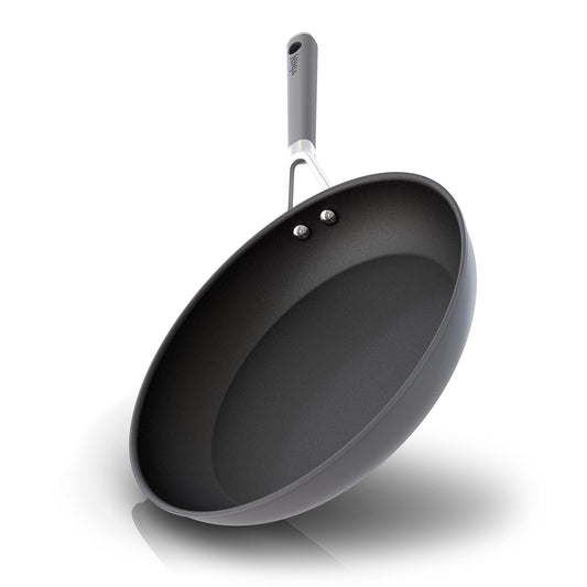 Ninja CW60030 NeverStick Comfort Grip 12" Fry Pan, Nonstick, Durable, Scratch Resistant, Dishwasher Safe, Oven Safe to 400°F, Silicone Handles, Grey - CookCave