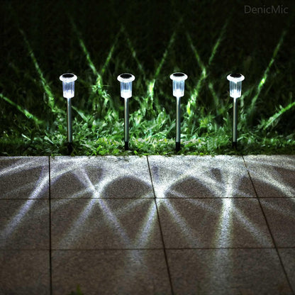 DenicMic Solar Pathway Lights Outdoor 10 Pack LED Waterproof Stainless Steel Garden Stake Lights for Path, Walkway, Driveway, Yard, Patio, Garden Decor (Cold White) - CookCave