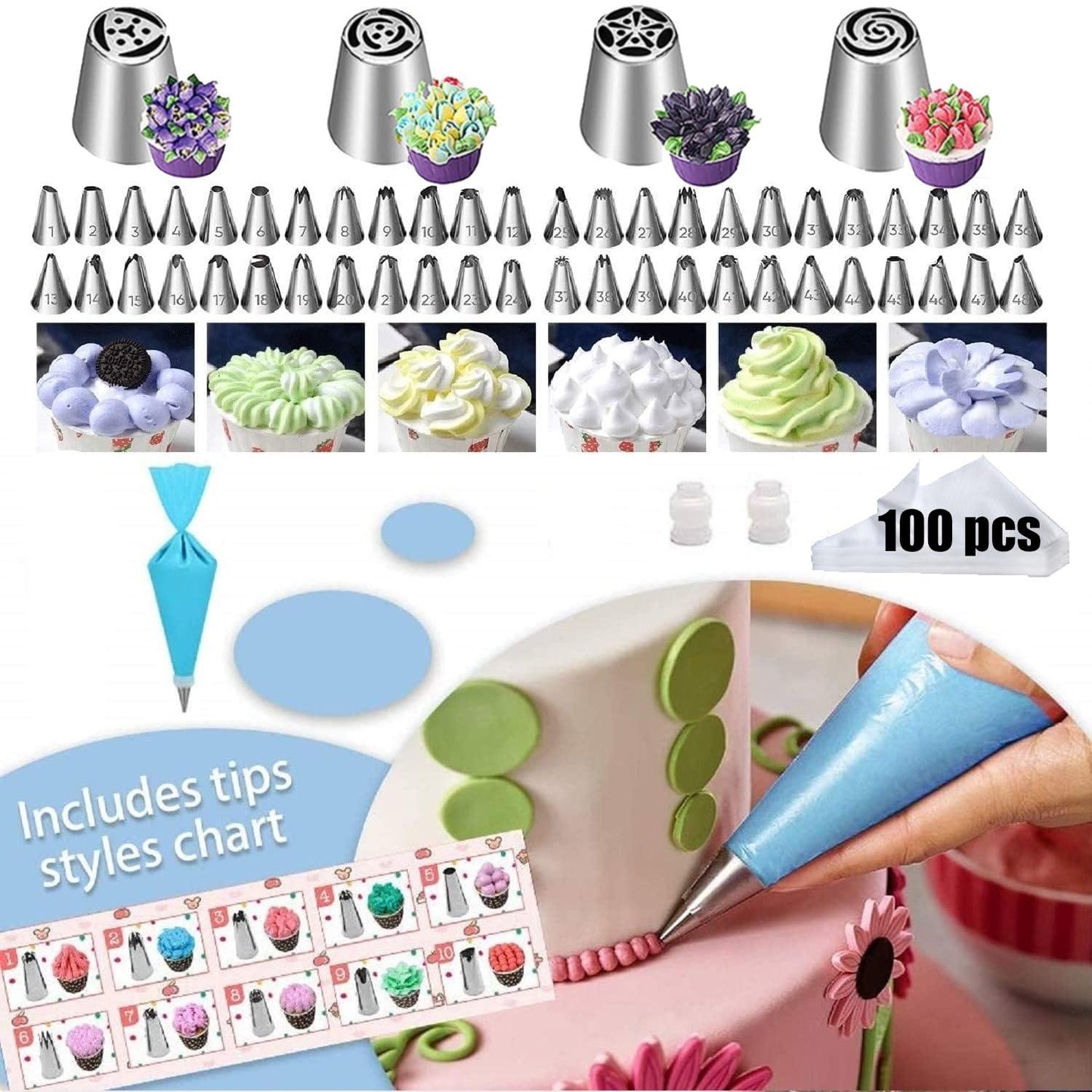 390PCS Cake Decorating Supplies Kit, Baking Tools Set for Cakes – 3 Packs Springform Cake Pans Cake Rotating Turntable 48 Numbered Piping Icing Tips 4 Russian Nozzles 9 Fondant Tools for Beginners - CookCave