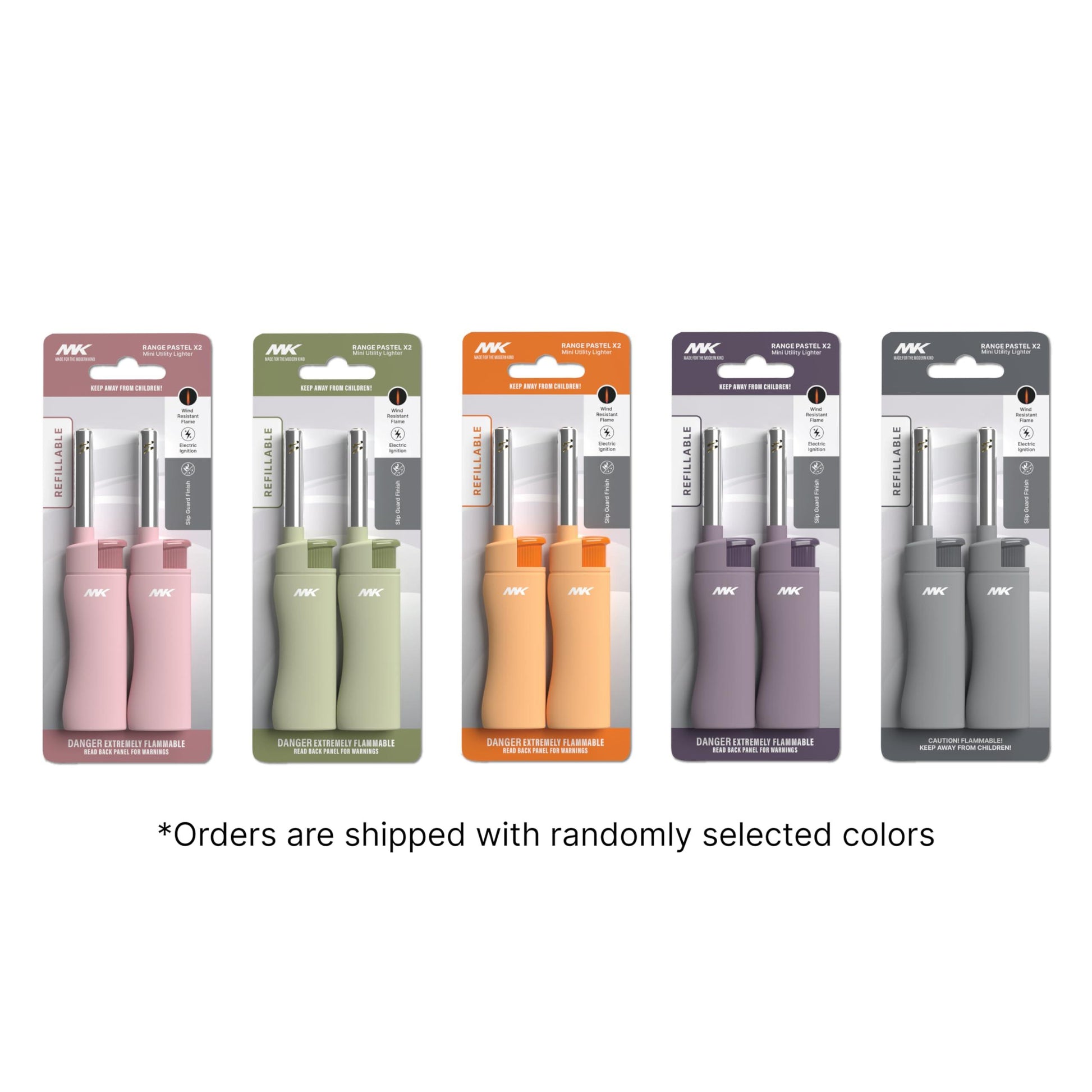 MK Lighter Wind Proof Candle Lighters, Windproof Flame, Ideal as Lighters for Candle, BBQ Lighters, Camping Lighters, Outdoor Lighters, Butane Refillable Lighters, Assorted Colors (PASTEL-4PC) - CookCave