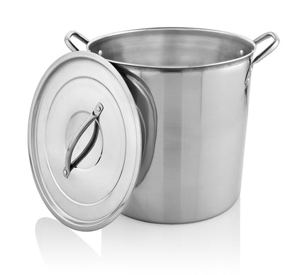 MARBELLA 12 Quart Stainless Steel Stockpot with Lid Food Grade Heavy Duty Multipurpose Stock Pot for Stew, Simmering, Soup Pot, Gas and Dishwasher Safe Rust Free Cookware Silver - CookCave
