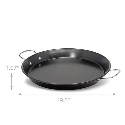 Ecolution Sol Paella Pan – Eco-Friendly PFOA Free Hydrolon Non-Stick – Heavy Duty Carbon steel with Riveted Chrome Plated Handles – Dishwasher Safe – Limited – Black– 15” Diameter - CookCave